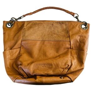 Liebskind Jenay Hobo Bag Tan Leather Hair Accent